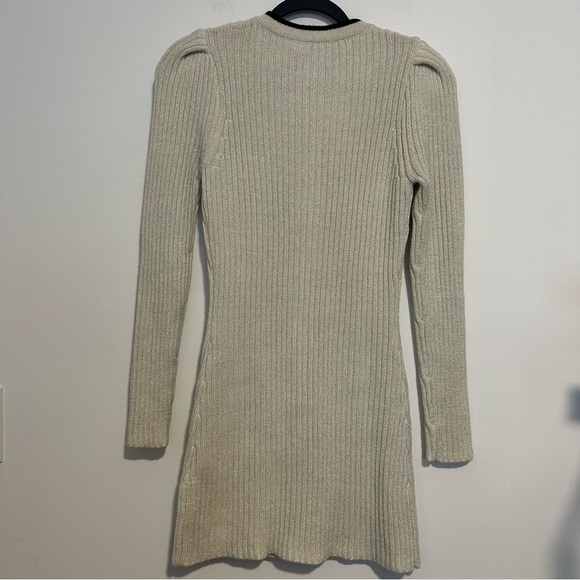 Self portrait Lurex ivory knit dress - mordernwear.com